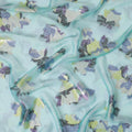 Ultramarine green Premium pure French (Fransawi) silk chiffon hand printed garbasaar with multicolor metallic lurex in floral design-D9539