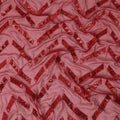 Crimson red premium pure silk chiffon fabric with same tone sequins embroidery in geometric design-D13624 Regal Fabrics