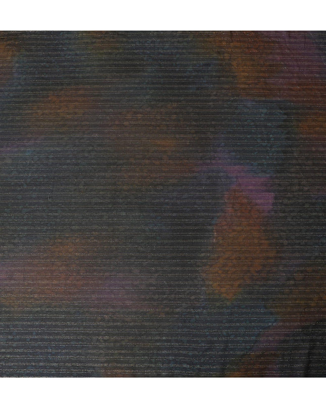 قماش شيفون من الحرير الخالص متعدد الألوان مع لوريكس معدني ذهبي بتصميم مخطط - D9045