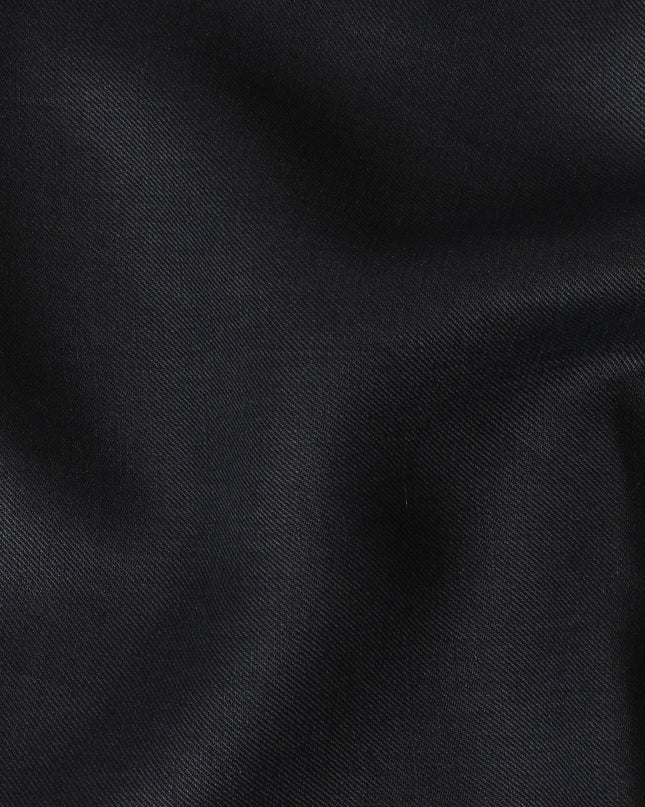 Black Plain Premium Italian blended linen wool suiting fabric-D14690
