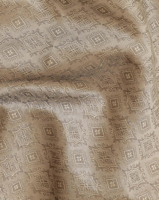 Wood brown synthetic brocade with same tone lurex in abstract design-D11352 Regal Fabrics
