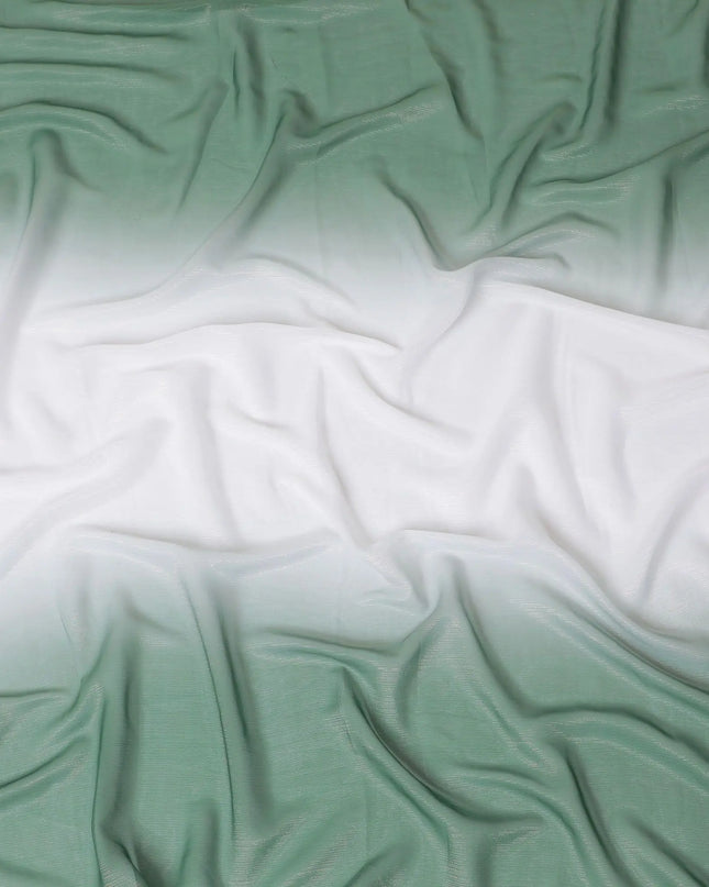 Fern green, white synthetic chiffon fabric with same tone metallic lurex in ombre design-D14452 Regal Fabrics