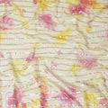 Multicolor synthetic chiffon fabric with gold stripe having same tone metallic dot foil in stripe design-D13656 Regal Fabrics
