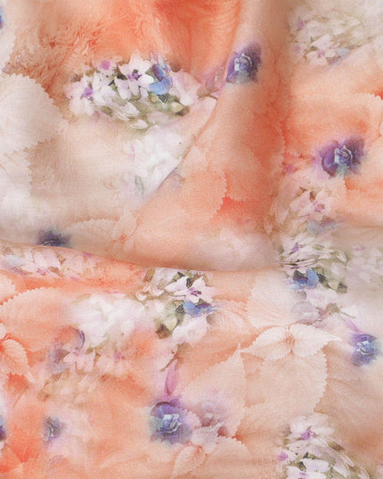 قماش ساتان قطني مطبوع متعدد الألوان بتصميم زهور-D15279