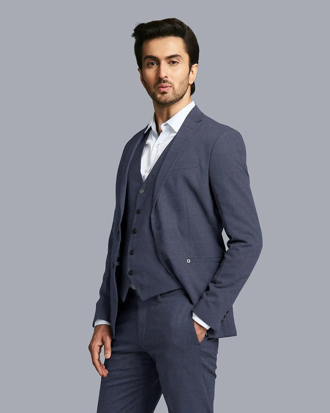 Denim blue plain Premium Italian super 150's all wool suiting fabric-D11427 Regal Fabrics