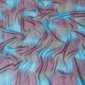 Multicolor pure silk chiffon printed fabric with gold metallic lurex in stripe design-D8949 Regal Fabrics