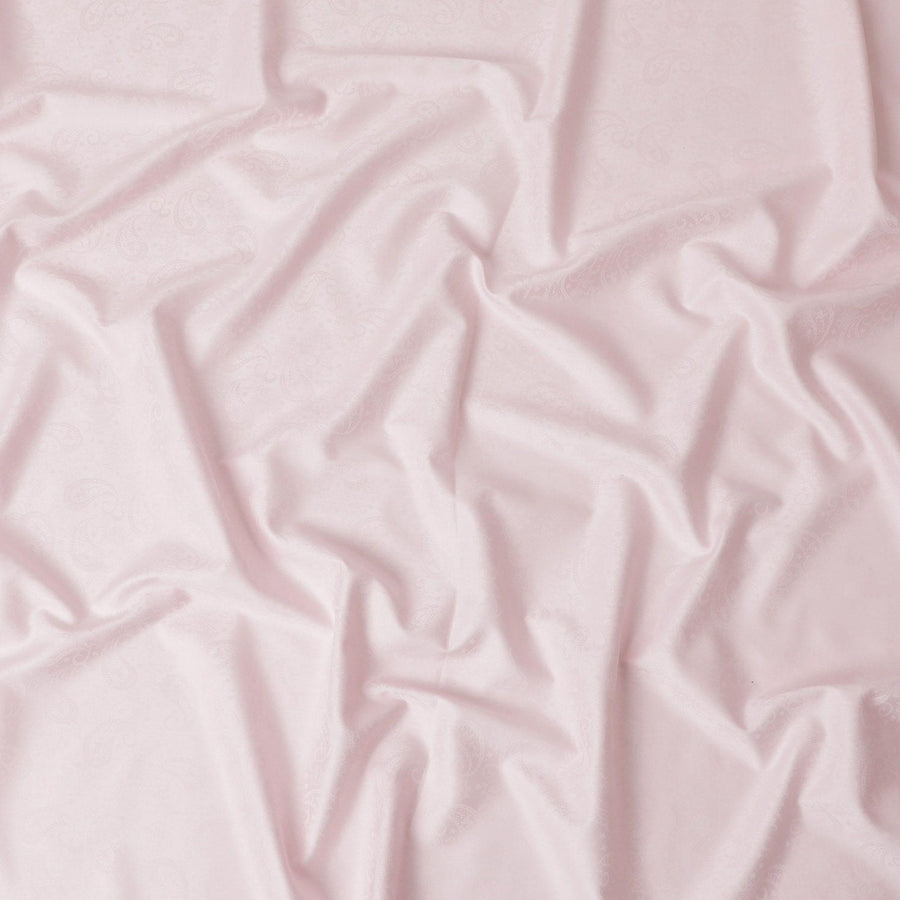 Crepe pink cotton satin fabric in self design having same tone jacquard-D6821