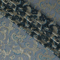 Petrol blue premium pure French (Fransawi) silk chiffon fabric with blue viscose and gold metallic lurex in floral design-D10586 Regal Fabrics