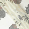 Cream Premium pure silk chiffon fabric with multicolor metallic lurex in floral design-D9703