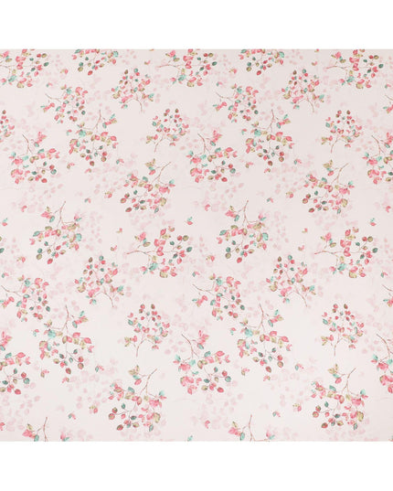 Light peach synthetic georgette fabric with multicolor print in floral design-D10297