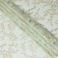 Mint green Premium pure silk chiffon fabric with gold metallic lurex in leaf design-D15447