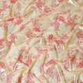 قماش شيفون من الحرير الخالص باللون البيج مع اللون الوردي القرميدي وطباعة سمك السلمون مع اللوريكس المعدني الذهبي بتصميم الأزهار - D10784