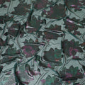 Bottle green pure silk chiffon fabric with multicolor metallic lurex in floral design-D8795