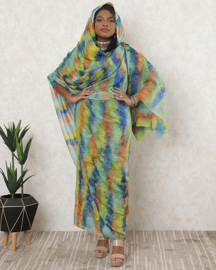 Multicolor Premium pure silk chiffon thobe with same tone metallic lurex in fancy design-D11664 Regal Fabrics