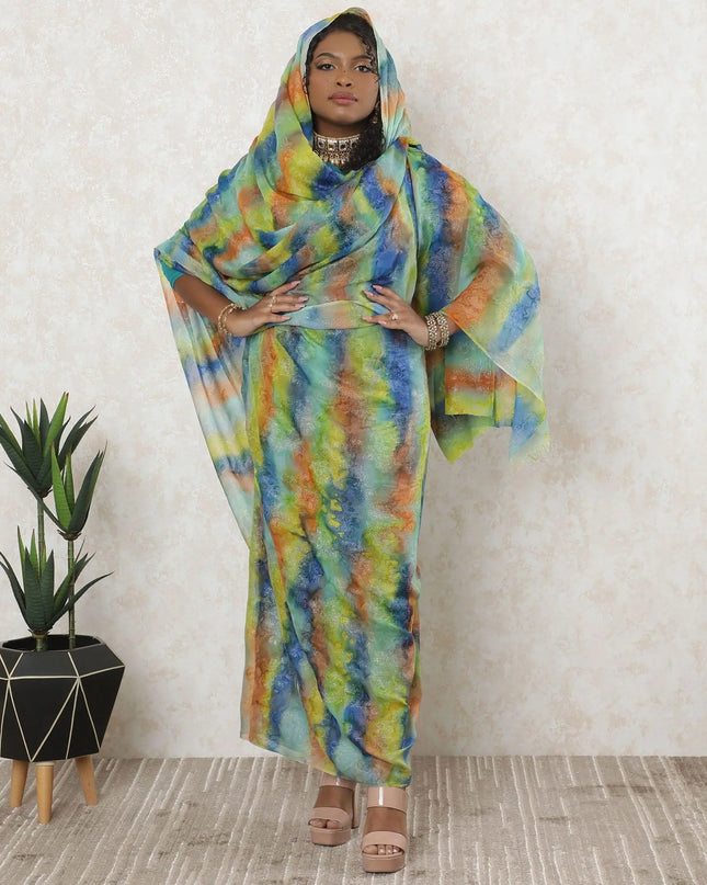 Multicolor Premium pure silk chiffon thobe with same tone metallic lurex in fancy design-D11664 Regal Fabrics