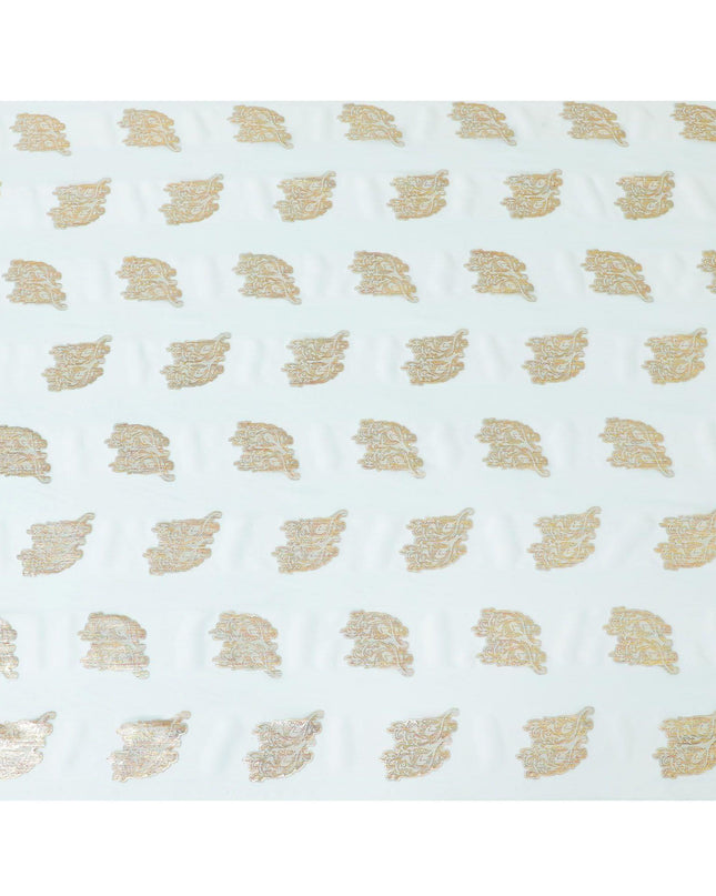 Light blue silk chiffon fabric with multicolor metallic lurex in fancy design-D8280