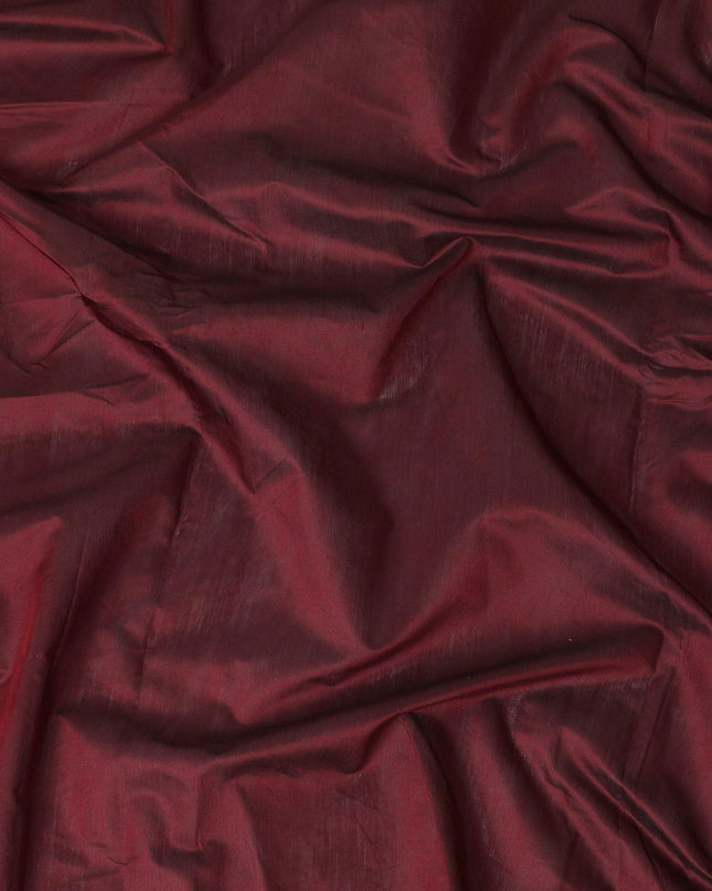 Maroon Plain synthetic brocade fabric-D14142