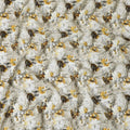 Off white viscose fabric with grey, mustard and dark olive print in floral design-D12262 Regal Fabrics