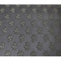 Black synthetic chiffon fabric with grey viscose and same tone metallic lurex in floral design-D11892