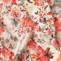 Latte beige blended cotton lawn fabric  with multicolor print in floral design: D-5667