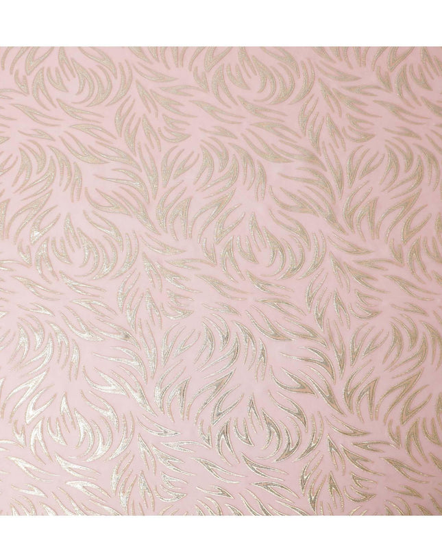 Light peach Premium pure silk chiffon fabric with gold metallic lurex in fancy design-D13275