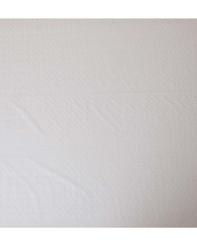 White cotton voile fabric with same tone embroidery in Chikankari design-D9170