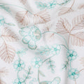 White Premium pure cotton voile fabric with brown and turquoise green embroidery in floral design-D15232
