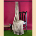 Mushroom gray synthetic chiffon saree with multicolor embroidery in floral design. Powder blue color blouse piece-D12755 Regal Fabrics