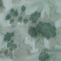 قماش من الشيفون الحريري الفرنسي (الفرنساوي) الفاخر باللون الأخضر الباستيل مع الفيسكوز الأخضر المريمي مع اللوريكس الأخضر بتصميم الأزهار -D14063