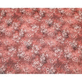 Rusty orange Premium Italian silk chiffon dirac (makmal) fabric with off white and black print having velvet jacquard in floral design-D8701 Regal Fabrics