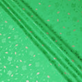 Kelly green Premium pure silk crepe fabric with same tone jacquard and gold metallic lurex in dot design-D14633