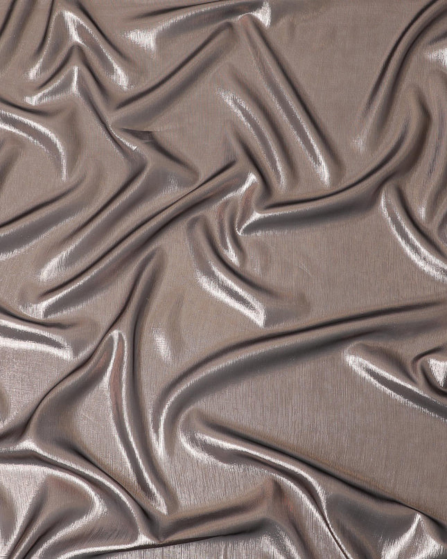 Copper brown plain premium pure French (Fransawi) silk chiffon fabric with same tone metallic lurex-D12708