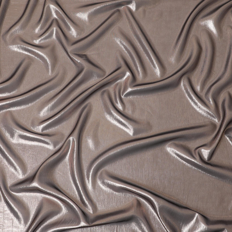 قماش شيفون حريري فرنسي (فرنساوي) ممتاز بلون بني نحاسي مع نفس اللون المعدني لوركس-D12708