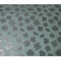 Bottle green Premium pure Italian silk chiffon fabric with copper and silver metallic lurex in floral design-D10796