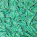 Mint green blended cotton lawn fabric  with multicolor print in floral design: D-5682