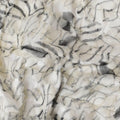 Off white synthetic chiffon fabric with beige and black fancy embroidery in stripe design-D11769 Regal Fabrics