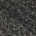 Black viscose crepe printed fabric with white prints in floral design-D11170