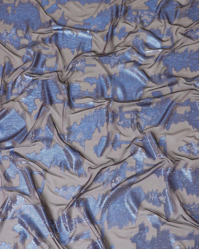 ديراك شيفون حرير فرنسي خالص فاخر مع فيسكوز لافندر ولوريكس ميتاليك أزرق بتصميم تجريدي-D8876